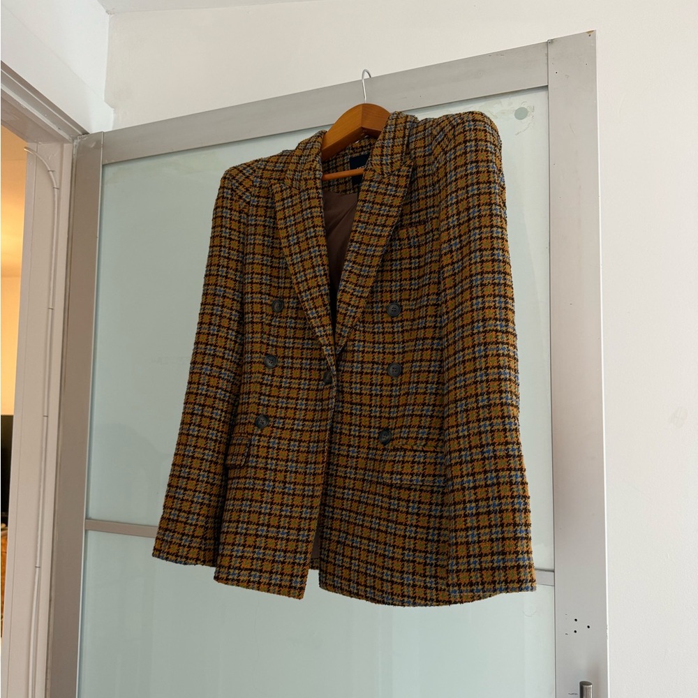 Smythe Houndstooth Blazer in Blue and Gold